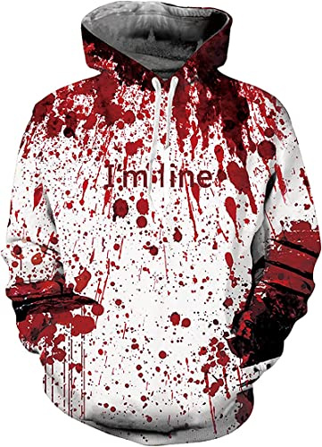 EUDOLAH Men's Long Sleeve Sweatshirts Neon Printed Hoodies 3D Graphic Jumpers Animal Sportswear (XXL-3XL,a white fine-1)
