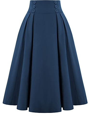 Belle Poque - BP2020 - Jupe pour Femme - Motif Treillis - Style rétro et Vintage des années 50 - Taille Haute - Idéale pour la fête, XL