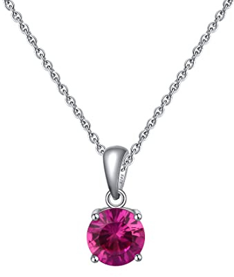 Bellitia Jewelry 925 sterling silver halsband januari månadssten ädelsten hänge med granat, årsdag födelsedagspresent fina smycken presenter till kvinnor flickor, Rubin