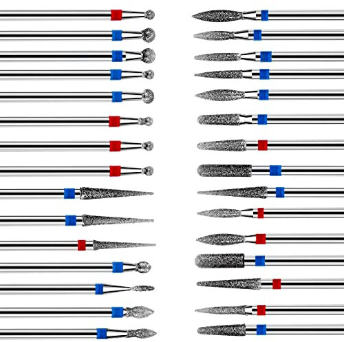 Lusofie 30 Pezzi Frese per Unghie Diamantate Set Trapano Elettrico per Unghie Strumento di Rimozione per Pedicure per Manicure per Unghie in Gel aAcrilico Cura Delle Uunghie per la Casa del Salone
