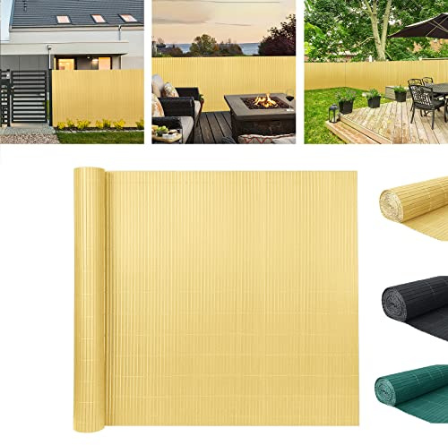 YARDIN PVC Sichtshutzmatte Sichtschutz Sichtschutzzaun, UV-beständig und Wetterfest Starke Privatsphäre Balkonverkleidung für Garten Terrasse, mit Kabelbindern (160 x 500cm, Bambus)