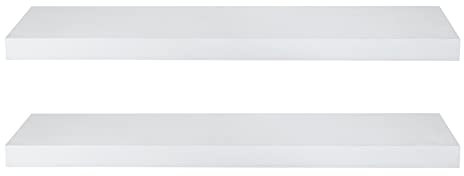eSituro Wandregal, schwebendes weißes Regale für Wandmontage, 2er-Set Schweberegal Hängeregal Wandbrett im Wohnzimmer Schlafzimmer Küche Badezimmer, 70x3,8x22,9 cm