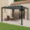 Gecheer Pavillon mit Lamellendach Pergola Sonnenschutz Gartenzelt Sonnendach Gartenpavillon Terrassendach Überdachung 3x3m Anthrazit Stoff Aluminium