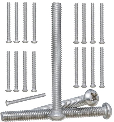 YoiYee Lot de 20 vis à métaux M4 Phillips à tête bombée – 4 mm x 40 mm en acier zingué DIN 7985