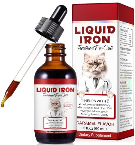 JSBNQRMZ Liquid Iron Supplements for Cats,60ML Cat Vitamins and Supplements with Vitamin C and B12,Supports Anemia,Promotes Blood Health, Helps with Formation of Red Blood Cell