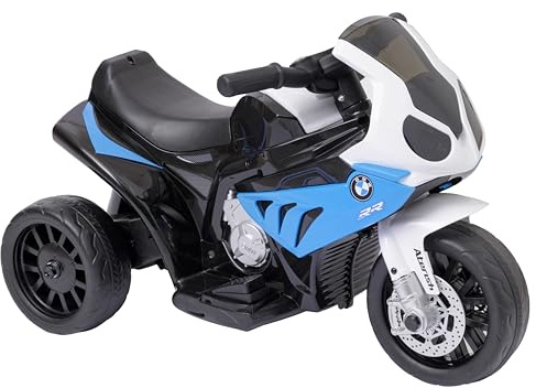 Baroni Toys Moto Giocattolo Elettrica BMW con Licenza per Bambini 1-3 Anni, Design Realistico, Manubrio Sterzante, Pedale di Accelerazione e Fanali e Suoni Funzionanti, 66x37x44 cm, Blu