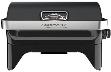 CAMPINGAZ Attitude2go Barbecue à gaz avec couvercle portable pour balcon, barbecue de camping avec thermomètre et grill en fonte, fonctionne avec des bouteilles de gaz standard