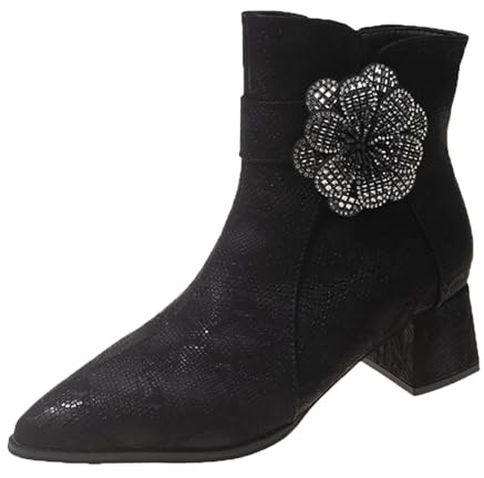 Generico Stivali Invernali Donna con Tacco, Stivali Corti Donna Morbidi Eleganti, Scarponcino Vintage Boots con Tacco Alla Comoda Stivaletti Donna Motociclista Classici Stivali Texani Donna