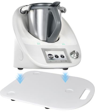 Dokeno Tabla Deslizante para Thermomix TM6 TM5 en Acrílica/Bambú, Base para Thermomix con Ruedas & Asa, Protege la Balanza de su Vorwerk Thermomix, Accesorios para Thermomix (Acrílica, Blanco)