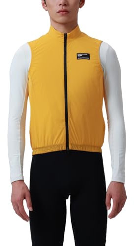 INBIKE Leichte Fahrradweste für Herren, wasserabweisend, winddicht, ärmellos, atmungsaktiv, reflektierend, Radfahren, Laufen, gelb, XL