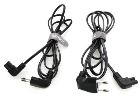 SZRMCC European 2 Pin to C7 Power Cable, EU 2-Slot to IEC C7 Figure 8 Plug, AC Power Extension Cable (2 Pieces, Angled Euro 2-Pin to C7, 5m)
