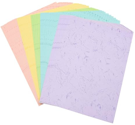 50 ark 150 g/m² DIN A4-dermatoglyfpapper med 5 färger, tryckpapper, 297 x 210 mm kortpapper A4 för konst- och hantverksinbjudningar, menykort, bröllop, gör-det-själv-kort, kontors- och skrivmaterial