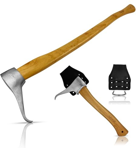 Xforst Sappie à Main – Set 2 pièces avec Support de Ceinture, Sapie Longue 70 cm + Sapie Courte 38 cm, Outil forestier forgé en Acier Carbone, Manche Hickory – X-P500L & X-P50BX