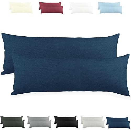 CelinaTex Active Seitenschläferkissen Bezug Doppelpack Set 40x200 dunkel blau Baumwolle Jersey Stillkissen Kissenhülle 5001570