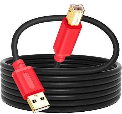 TanQY Printer Cable 5M, USB 2.0 High Speed Gold-Plated Connectors Printer Scanner Cable Cord A Male to B Male for HP, Canon, Lexmark, Dell, Xerox, Samsung etc (5M, Red)