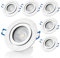 Sweet Led Spot à encastrer IP44 Aluminium Spots salle de bain incl. GU10 7W Plafonnier blanc chaud argenté brossé plat Luminaire encastré avec fermeture à clic Spots à encastrer au plafond Lot de 6