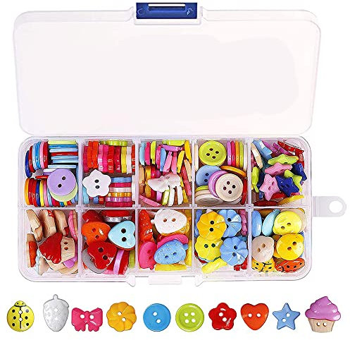 Kunststoff Bastelknöpfe, 240 Stück Nähen Knöpfe, Kunstoff Bastelknöpfe, Bastelknöpfe Kinderknöpfe, Zum Nähen, Malen, Dekorieren, Kinderbasteln, Geschenkdekoration