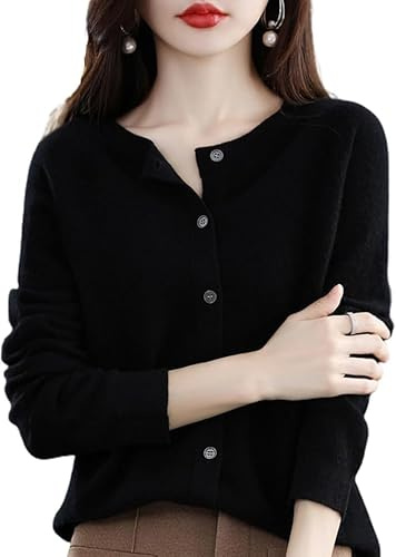 Newdvmmss Manche Lunghe, Tricot Dolce e Caldo, col Rondo Mantello in Cardigan tricottato(Noir，XL)