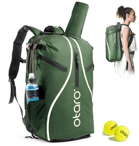 Otaro Tennistasche (PRO 42L - Grün) - Elegantes Design & Innovative Raumaufteilung - Deutsches Start-Up unterstützen! Tennistasche, Tennisrucksack Damen, Tennistasche Herren