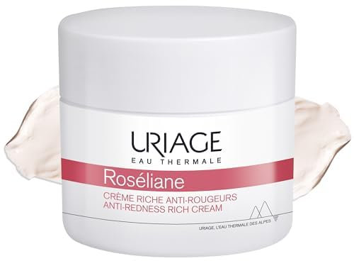 Uriage Roseliane Nettoyant visage Anti-Rougeurs à l'HUILE DE MAUVE, CALENDULA, ROSE & NOYAU D'ABRICOT I Lait frais démaquillant, nettoyant & apaisant I Convient aux peaux sensibles à rougeurs