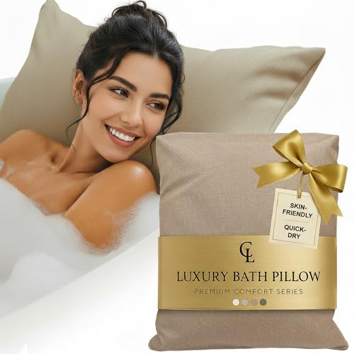 Almohada bañera Adulto - Gruesa y cómoda, para Soporte de Cabeza, Cuello y Espalda - Cojin bañera Lavable y de Secado rápido, baño Relajante en casa - Arena