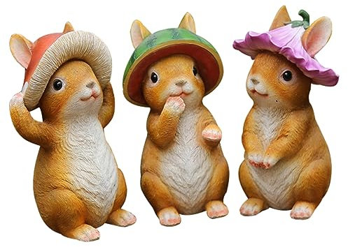 POPETPOP Statue D'extérieur Décorative en Forme de Lapin pour Jardin Cour Balcon Adorable Sculpture Miniature en Forme de Lapin