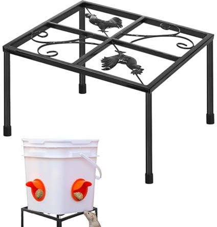 Hühnertränkeständer, Hühnerfutterspender, Eimer, Fässer, Ständer, Metallständer für Hühnerfutter- und Tränken, für Hühnerställe im Innen- und Außenbereich