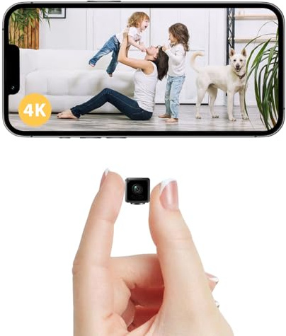 EKJANEPE 4K Camera Wireless WiFi Security Camera Body Indoor Outdoor Cameras,Small Home Portable Video Nanny Pet Dog Camera Remote Viewing for Security with APP, Night Vision,Motion Detection (RS1)