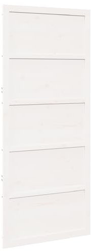 vidaXL Puerta de granero Blanca 80 x 208cm de madera sólida de pino minimalista para sala de estar, dormitorio, pasillo, interior. Textura suave, contemporánea, duradera y estilosa para la entrada r