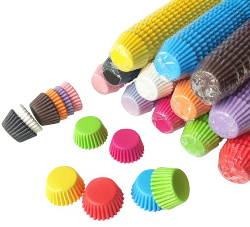 500 pièces de mini caissettes à cupcakes colorées en papier résistant à la graisse - Moules à muffins pour la pâtisserie - Emballages pour cupcakes pour la fête de baptême - Papier pour bonbons au