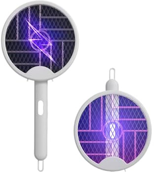 Mateju Racchetta Zanzare Elettrica Ricaricabile USB Racchetta Mosche Elettrica Pieghevole Antizanzare Ammazza Zanzare elettrico Paletta Leggera e Portatile per Casa Giardino Campeggio (Minimalista)