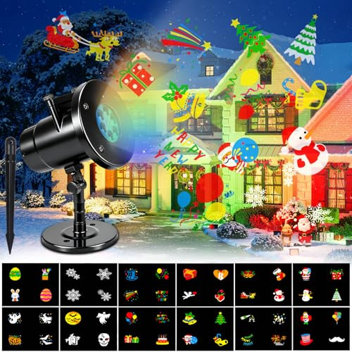 NEMMXUB Proiettore Luci Natale per Esterno, Proiettore Natale, Lampada per Proiettore LED Natale con 12 Motivi di Onde d'acqua, Proiettores 3d per Interni Decorazione Della Casa di Natalenatalizio