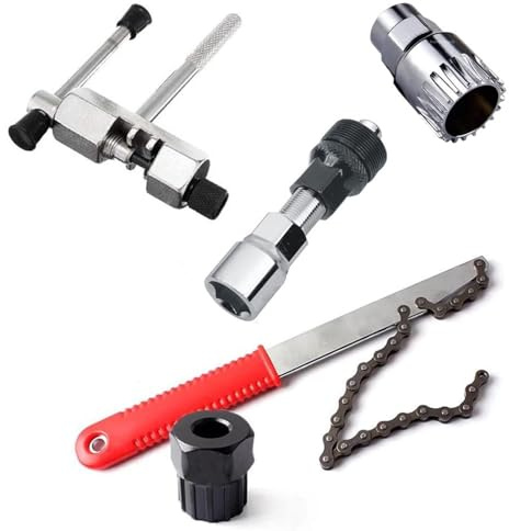 5 in 1 Bicycle Chain Whip with Sprocket Remover, Cassette Removal Tool, Bicycle Tool Cassette Lockring Removal for Bike Repair