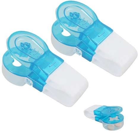 2x Distributeur de Comprimés avec Coupe-Comprimés, Extracteur Portatif pour Plaquettes Alvéolées, Boîte de Rangement Compacte, Bleu