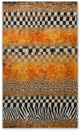 Wecon Home Badteppich Jungle Stripes, 80 x 150 cm, gelb orange | Jungle Stripes, rutschfester TPR-Rücken, waschbar bis 30 °C, OEKO-TEX® zertifiziert