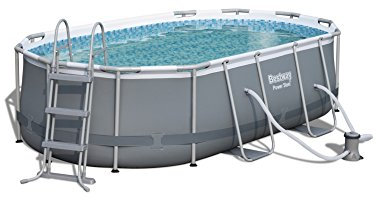 Piscina ovale Power Steel Frame Pool con pompa di filtrazione + Scala di sicurezza – Bestway – 4.24 M x 2.50 m x 1.00 m
