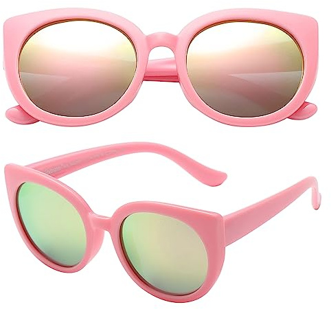 PolarSpex Toddler Sunglasses – Polarized UV Protection Cat Eye Sunglasses with Unbreakable Frame for Girls Age 2-8
