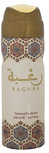 Lattafa Raghba Deodorante Spray 200 ml Profumo Arabo Orientale Dolce e Legnoso Lunga Durata