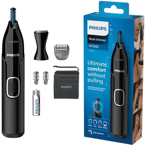 Philips Nose Trimmer Series 5000 Nasenhaar, Ohrenhaar und Augenbrauentrimmer mit PrecisionTrim-Technologie (Modell NT5650/16)