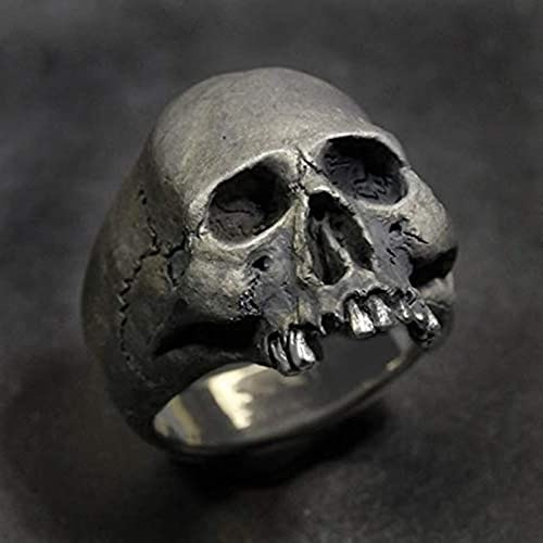 SONGK Anello Vintage in Lega di Zinco con Teschio Color Argento Anello da Uomo con Teschio Biker Rock Roll Anello di Gioielli Punk Gotico