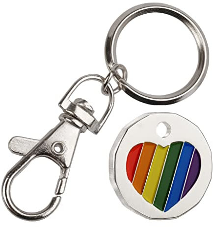 Harts LGBT Rainbow heart Trolley Coin locker Token Keyring Pound for life, New shape,12 sided x 1 unit