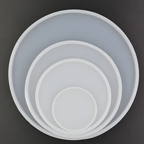 4Set Round Shape Epoxy Mold Dia. 18cm, 13cm, 10cm, 6cm Large and Small Round Coastr DIY Resin Casting Silicone Mold