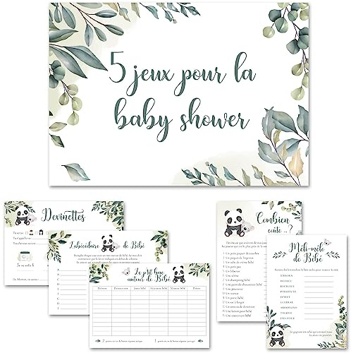 Set de jeux autour de Bébé, Set de jeux pour la baby shower, 10 x 5 jeux amusants pour la baby shower, Idée cadeau pour la baby shower, Cartes à remplir pour la baby shower, jeux pour la baby shower