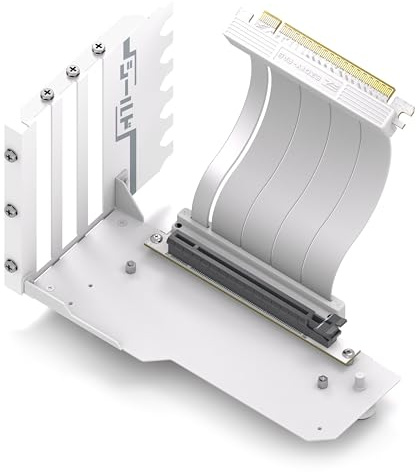 EZDIY-FAB Vertikale GPU-Halterung mit High-Speed PCIE 4.0 Riser Kabel,Shield Series,115mm/4.52in Flexible Verlängerung, 90 Grad Stecker,nur Kompatibel zu Voll Geöffneten PCIe Slots-Weiß-YIHPI344-1