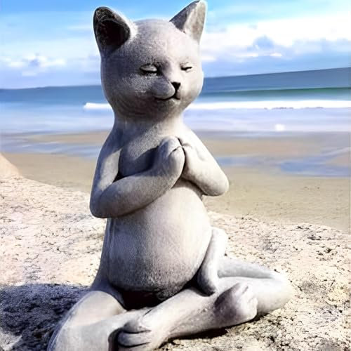 MINGZE Meditierende Bulldogge Statue, Harzmaterial Wasserdicht Bulldogge Buddha Yoga Katze Figur Dekorative Tischplatte Sammlerstück für Heimdekoration Indoor Ornament Garten Outdoor Hof