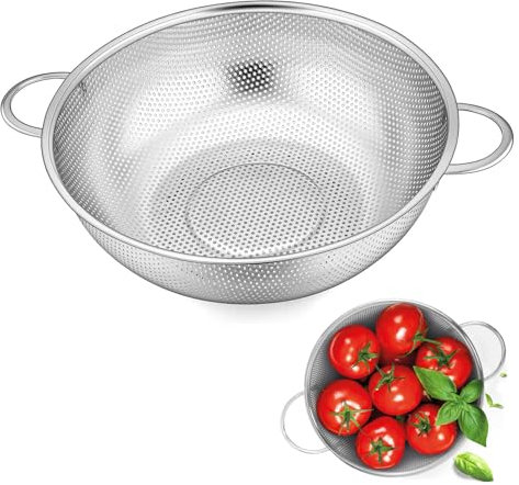 Passoire Cuisine, Ø 22cm Tamis de Cuisine avec Poignées, Panier à Passoire sur Drain pour Pâtes, Légumes et Fruits, riz, Passe au Lave vaisselle