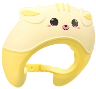 Gorro de ducha para niños, gorro de ducha para niños, protector de champú ajustable, champú para niños, lavado del cabello sin lágrimas, corona de 0 a 9 años (amarillo)