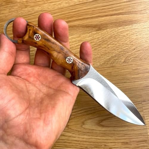 CraftTal jagdmesser Aus N690 Stahl Outdoor Messer Survival, Jagdmesser Feststehende Klinge mit Lederscheide, Scharfe Bushcraft Camping Messer mit Holzgriff, Full Tang Überlebensmesser