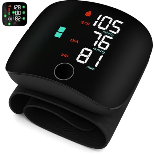 Misuratore di Pressione da Polso Digitale con Display LCD a Colori, Rilevamento Aritmia, Frequenza Cardiaca e Memoria – Bracciale Automatico Portatile con Voce Guida e Batteria Ricaricabile