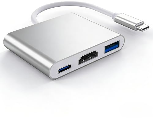 Adattatore USB C HDTV 4K, 3 in 1 adattatore multiporta di tipo C Hub con porta di USB 3.0 + ricarica USB-C PD compatibile con Google Chromebook, HP, Samsung S8/S9+ P40 e altro